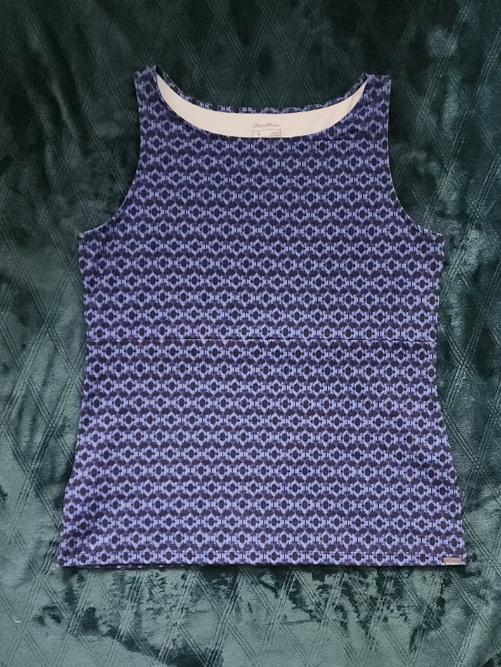 Eddie Bauer Blue And Black Geometric Scoop Tank